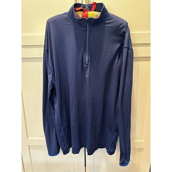 Scottevest Qzip Zip Pullover Shirt with Hidden Pockets Navy Blue Men’s Sz XL - Picture 1 of 6